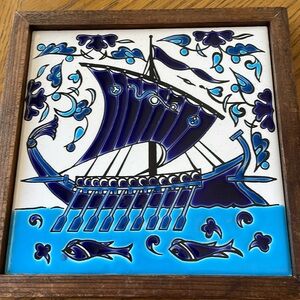 Handcrafted Blue Ship On The Ocean/ Greek Seas by Niarchos (Made in Greece)